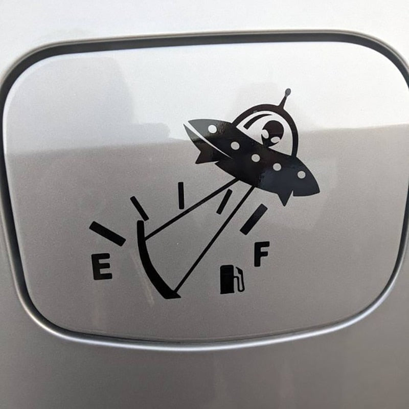 Fuel Tank E | F 'Alien Spaceship |Pulling ' Vinyl Car Stickers
