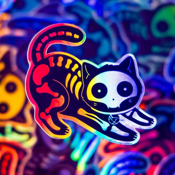 Cute 'Holographic Cat X-Ray' Vinyl Car Sticker
