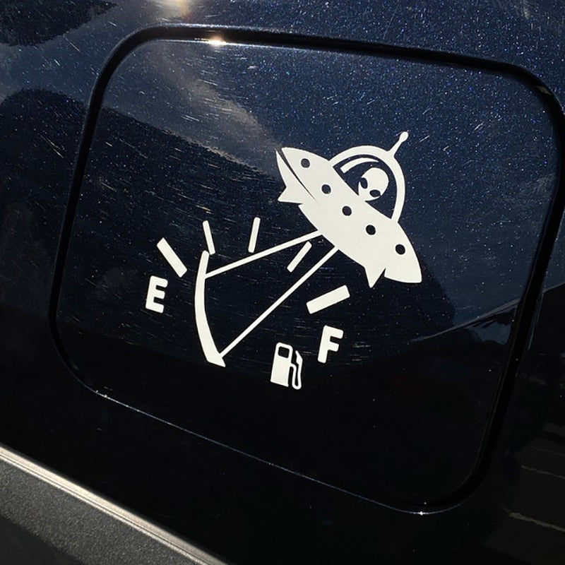 Fuel Tank E | F 'Alien Spaceship |Pulling ' Vinyl Car Stickers