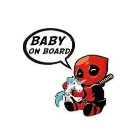 Deadpool 'Baby On Board | Hugging Unicorn | 1.0' Vinyl Car Sticker