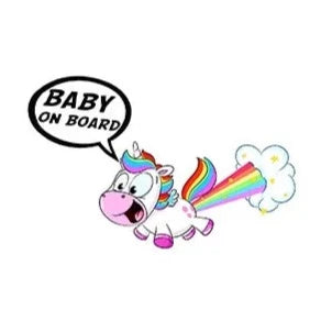 Rainbow Unicorn 'Baby On Board' Vinyl Car Sticker