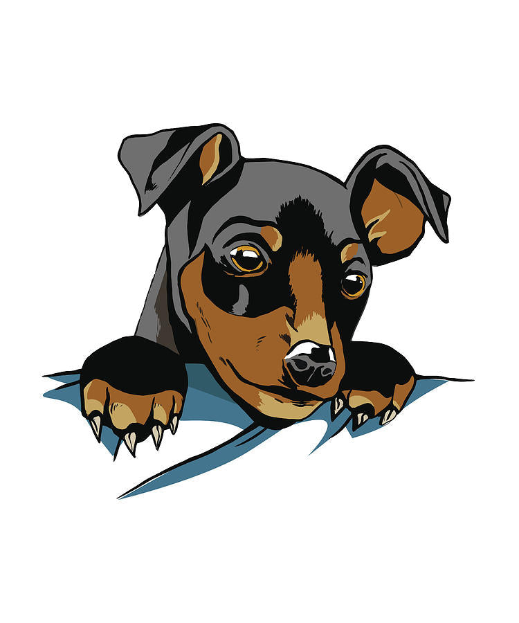 Doberman Puppy 'Waiting' Vinyl Car Peeker Sticker