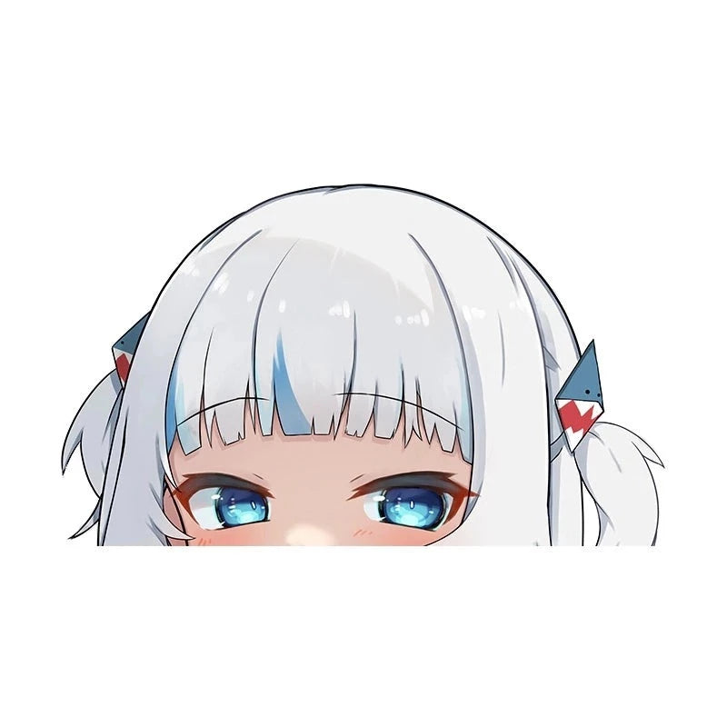 Virtual YouTuber 'Gawr Gura | Blue Eyes' Vinyl Car Peeker Sticker