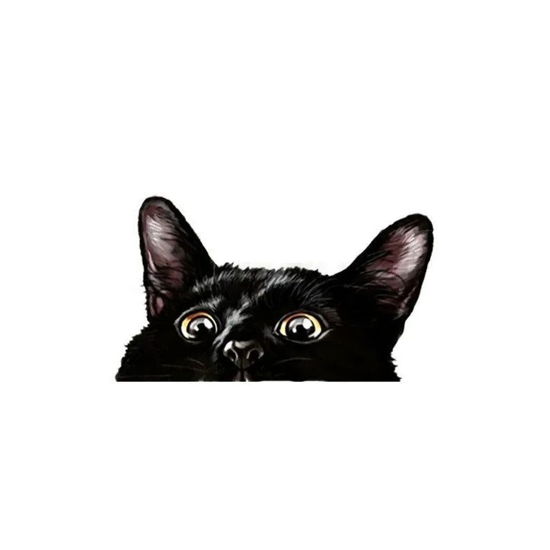 Black Cat 'Shocked' Vinyl Car Peeker Sticker