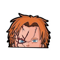 Child's Play 'Chucky Doll | Stitched And Scary Face' Vinyl Car Peeker Sticker
