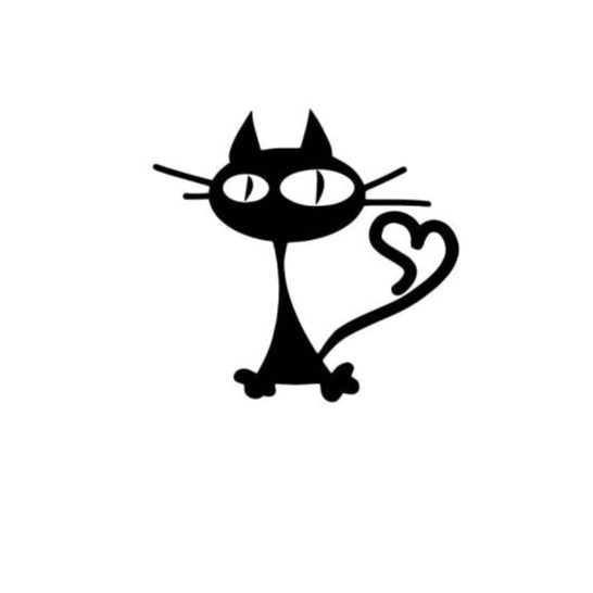 Black Cat With Heart Shaped Tail Vinyl Car Sticker