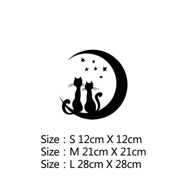 Black Cat 'Lovers Sitting On The Moon' Vinyl Car Sticker