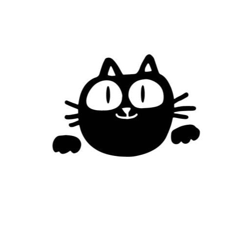 Cute Black Cat 'Chubby Face Peeking' Vinyl Car Sticker