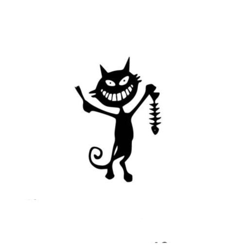 Silly Black Cat 'Caught Fish Bone' Vinyl Car Sticker