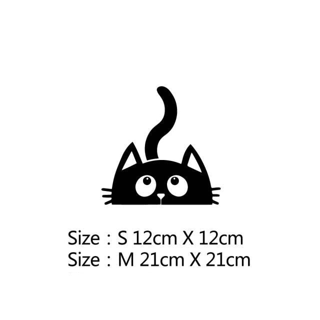 Cute Black Cat 'Peeking' Vinyl Car Sticker