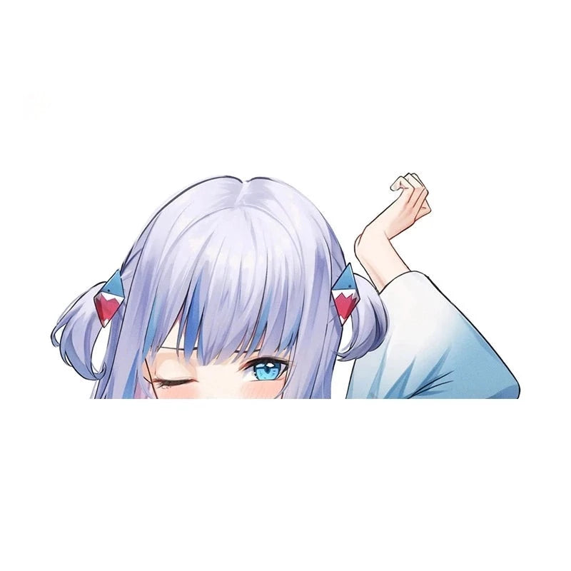 Virtual YouTuber 'Gawr Gura | Winks' Vinyl Car Peeker Sticker