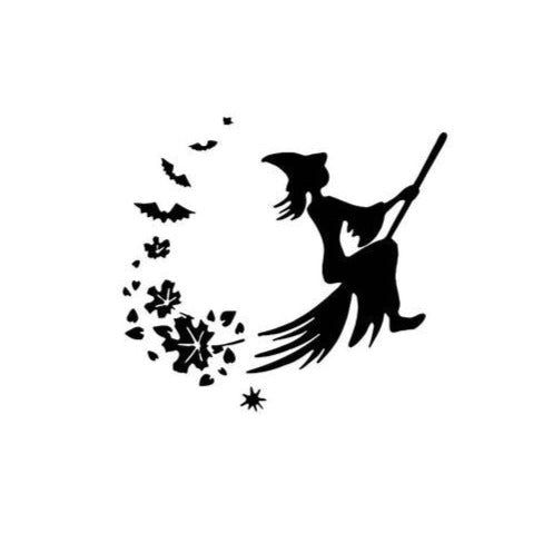 Witch Silhouette 'Magical Broom Stick' Vinyl Car Sticker