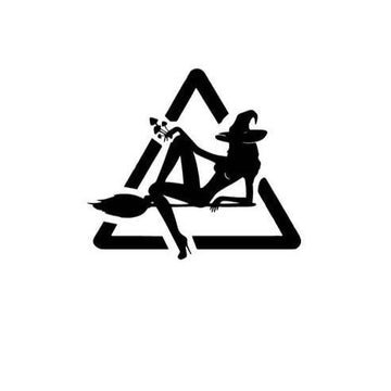 Witch Silhouette 'Warning Sign' Vinyl Car Sticker