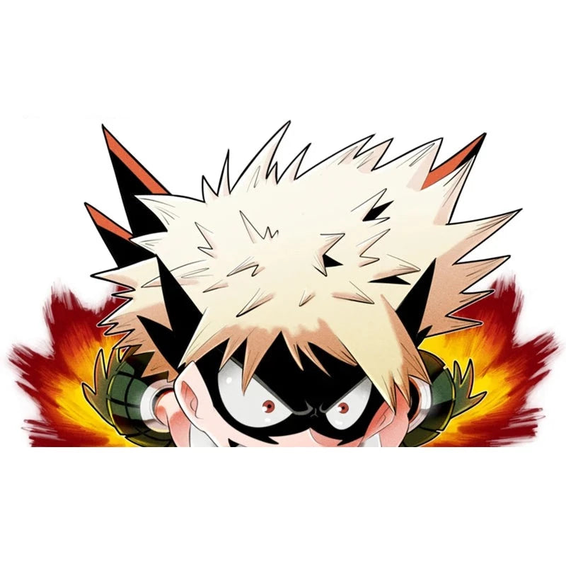 My Hero Academia 'Katsuki Bakugo | On Fire | Chibi' Vinyl Car Peeker Sticker