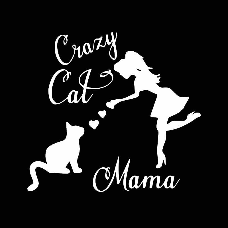 Cute 'Crazy Cat Mama' Vinyl Car Sticker
