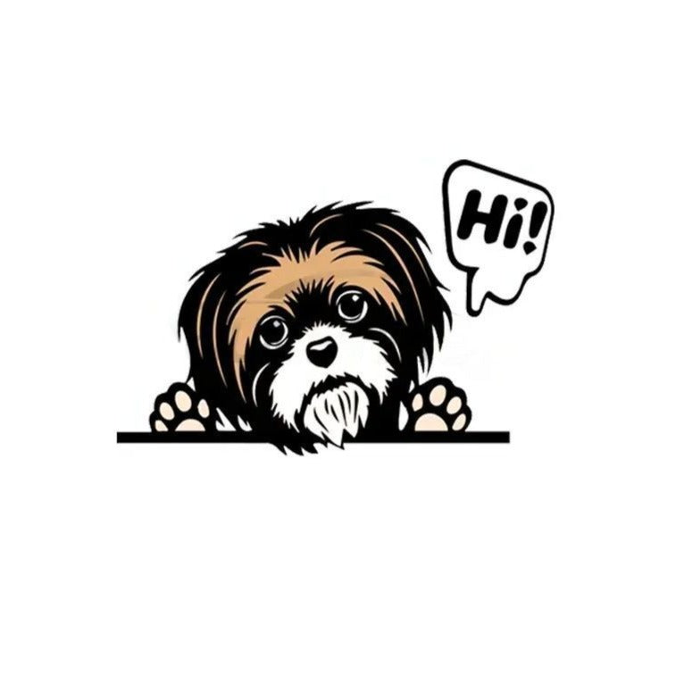 Shih Tzu 'Hi!' Vinyl Car Peeker Sticker