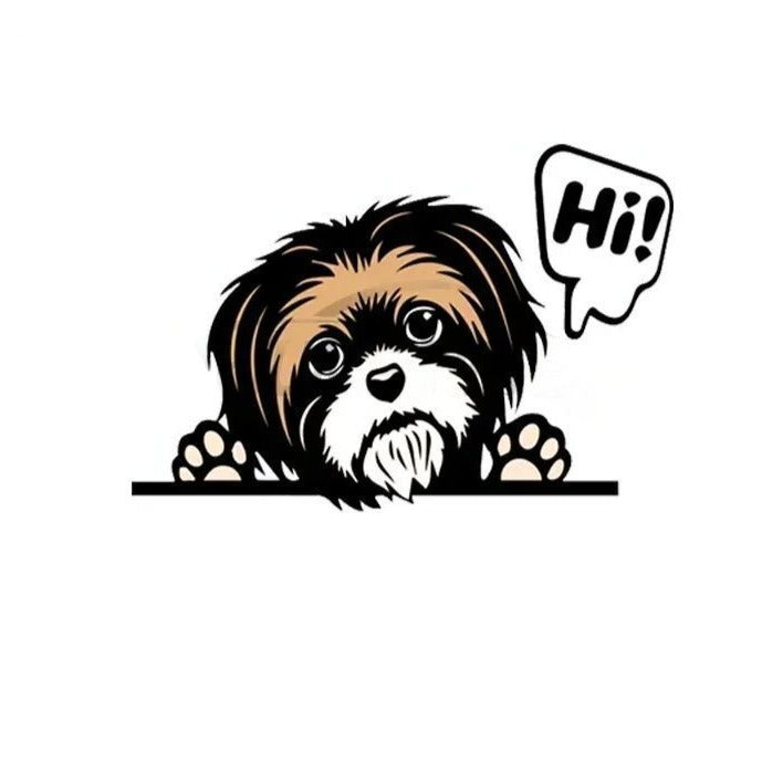 Shih Tzu 'Hi!' Vinyl Car Peeker Sticker