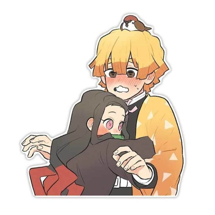 Demon Slayer 'Nezuko Hugging Zenitsu | Blushed' Vinyl Car Sticker