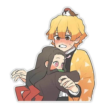 Demon Slayer 'Nezuko Hugging Zenitsu | Blushed' Vinyl Car Sticker