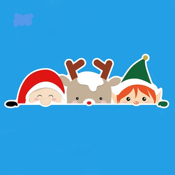 Christmas 'Young Santa x Reindeer x Elf' Vinyl Car Peeker Sticker