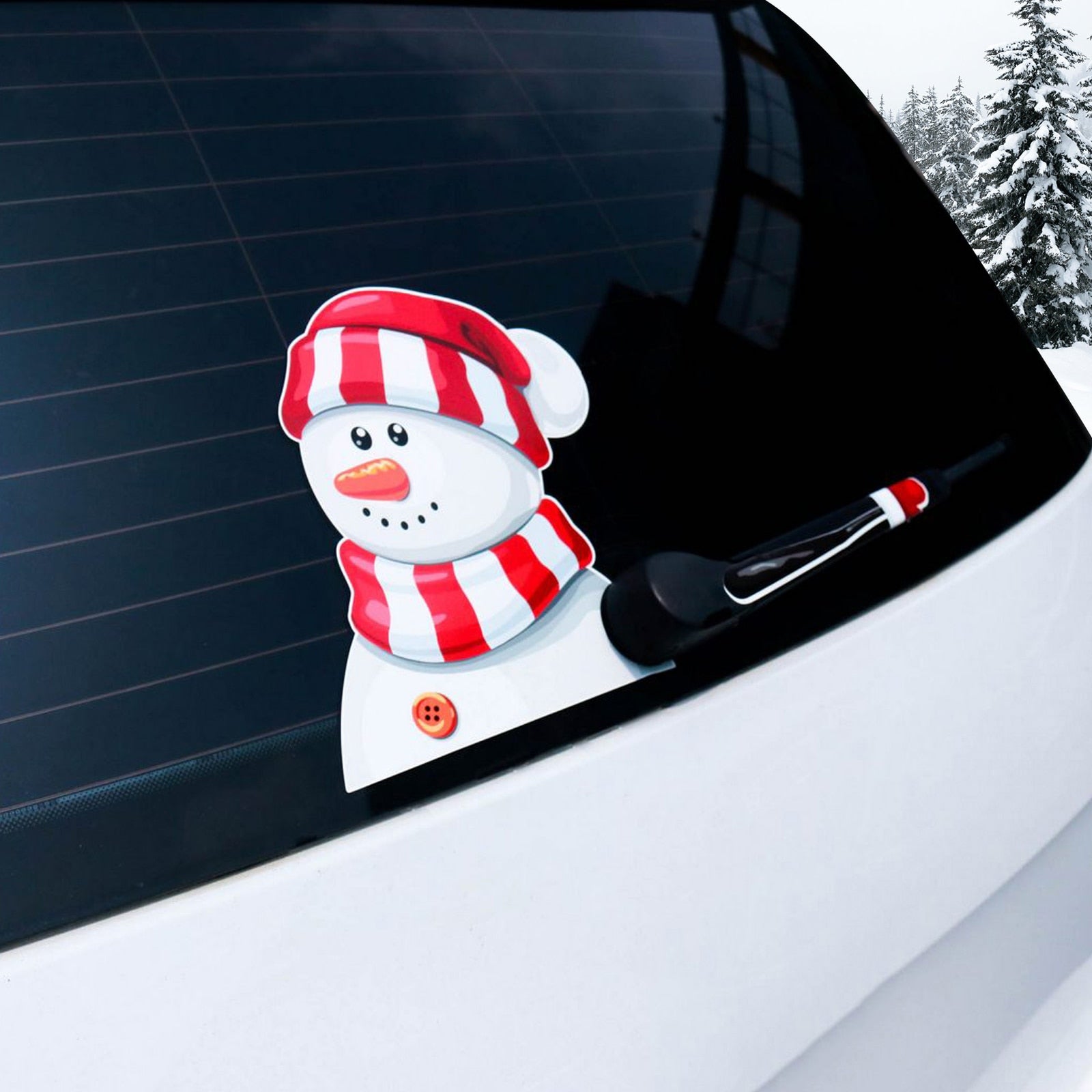 Snowman 'Christmas Hat | Arm Waving' Vinyl Car Wiper Sticker
