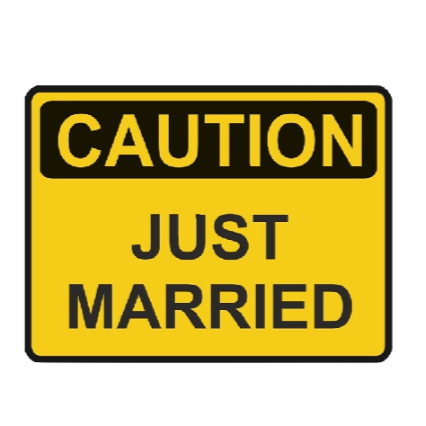 Caution Sign 'Just Married' Vinyl Car Sticker