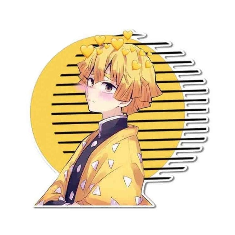 Demon Slayer 'Zenitsu | Yellow Hearts | Flushed' Vinyl Car Sticker