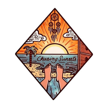 Travel 'Chasing Sunsets | Relaxing' Vinyl Car Sticker