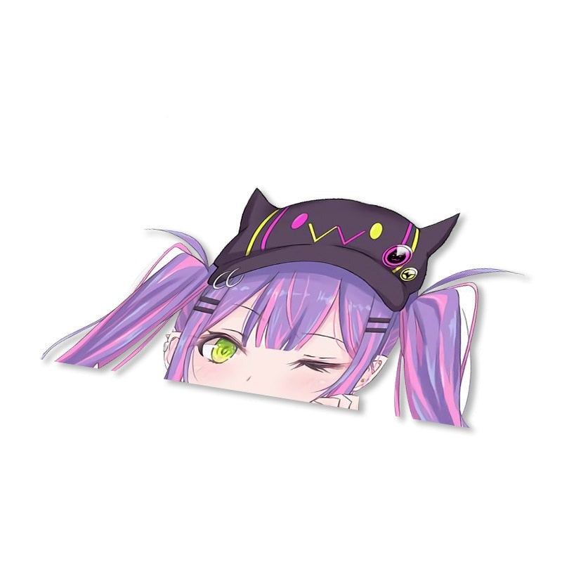 Virtual YouTuber 'Tokoyami Towa | Winking' Vinyl Car Peeker Sticker