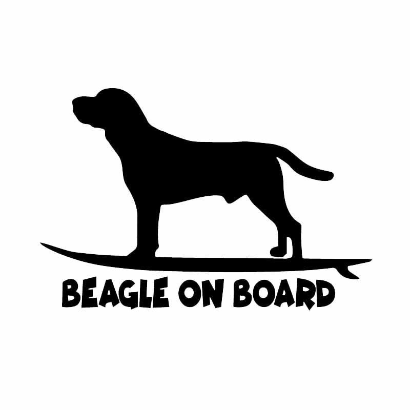 Beagle On Board 'Surfing' Vinyl Car Sticker