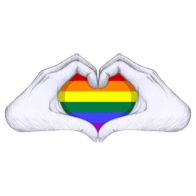 LGBTQ+ 'Heart Hand' Vinyl Car Sticker