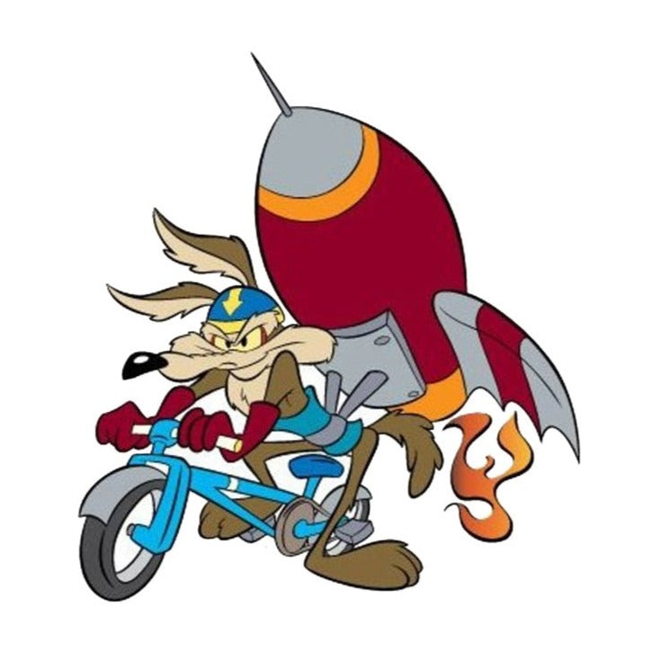 Looney Tunes 'Coyote | Rocket Bike | Left' Vinyl Car Sticker