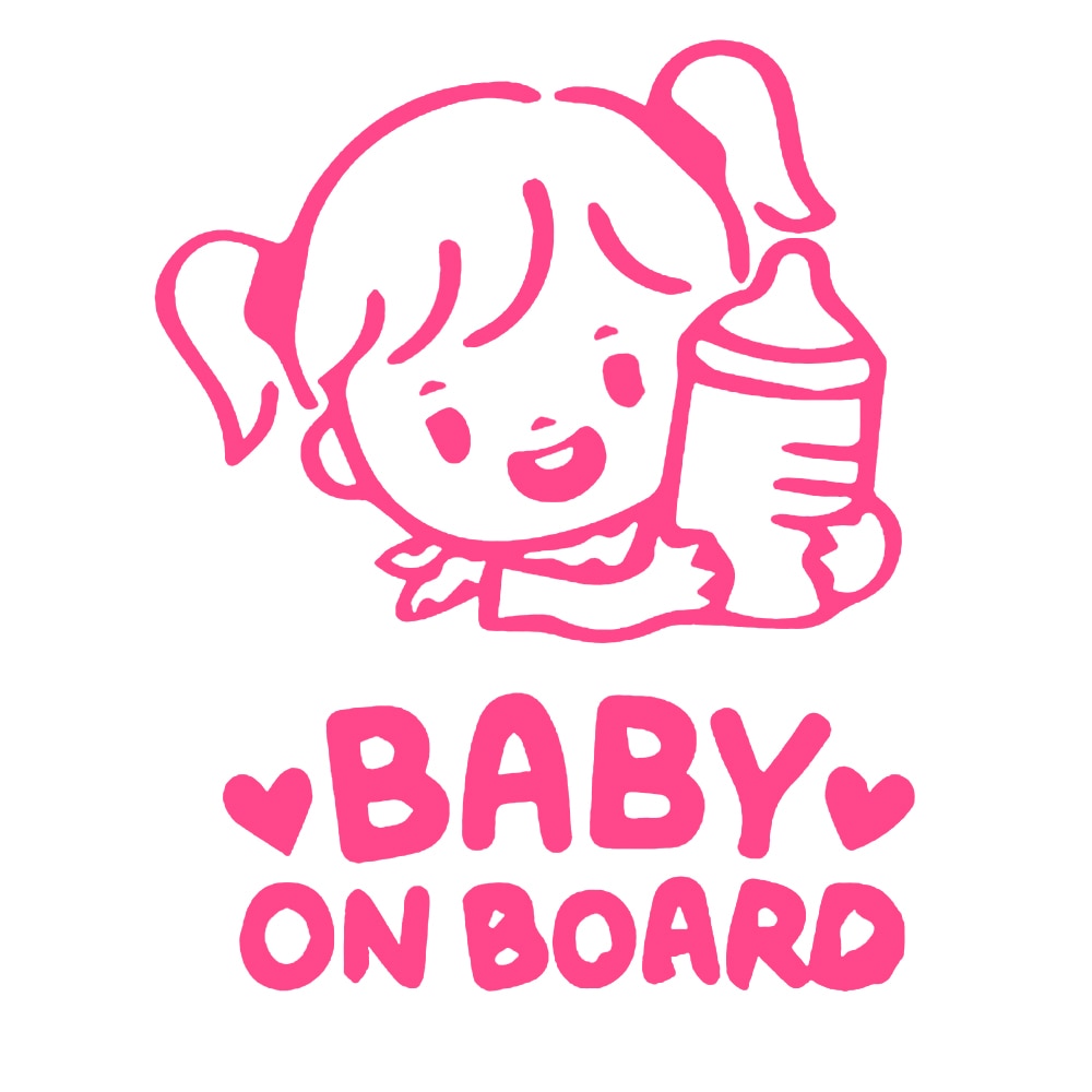 Baby On Board 'Baby Girl | Holding Milk Bottle' Vinyl Car Sticker