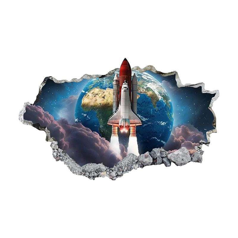 Smashed Hole 'Earth | Space Rocket' Vinyl Car Sticker