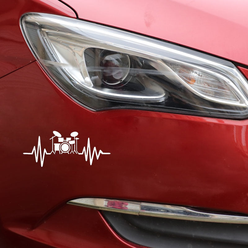 Drum Kit 'Heartbeat Lifeline' Vinyl Car Sticker
