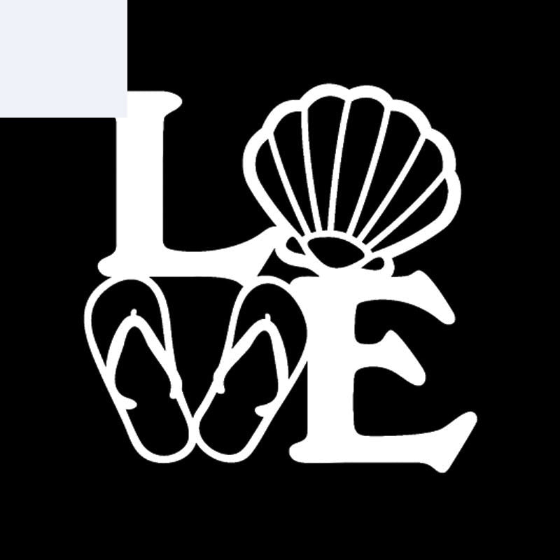Love' Flip-Flops and Shell' Vinyl Car Sticker