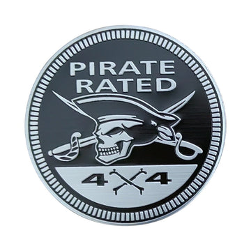 Pirate Rated 4x4 'Skull and Cutlass' Metal Car Sticker