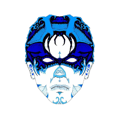 Sugar Skull 'Blue And White' Vinyl Car Sticker
