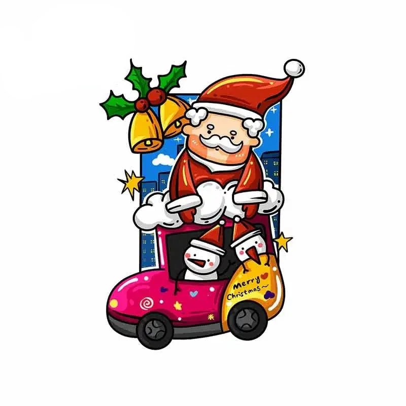 Merry Christmas 'Santa Sock Car' Vinyl Car Sticker