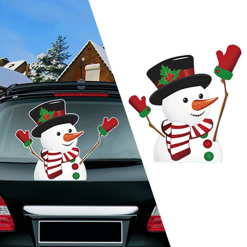 Snowman 'Top Hat | Arm Waving' Vinyl Car Wiper Sticker