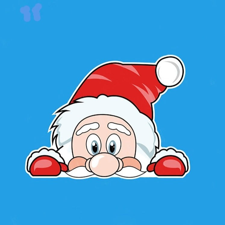 Santa Claus 'Sad Face' Vinyl Car Peeker Sticker