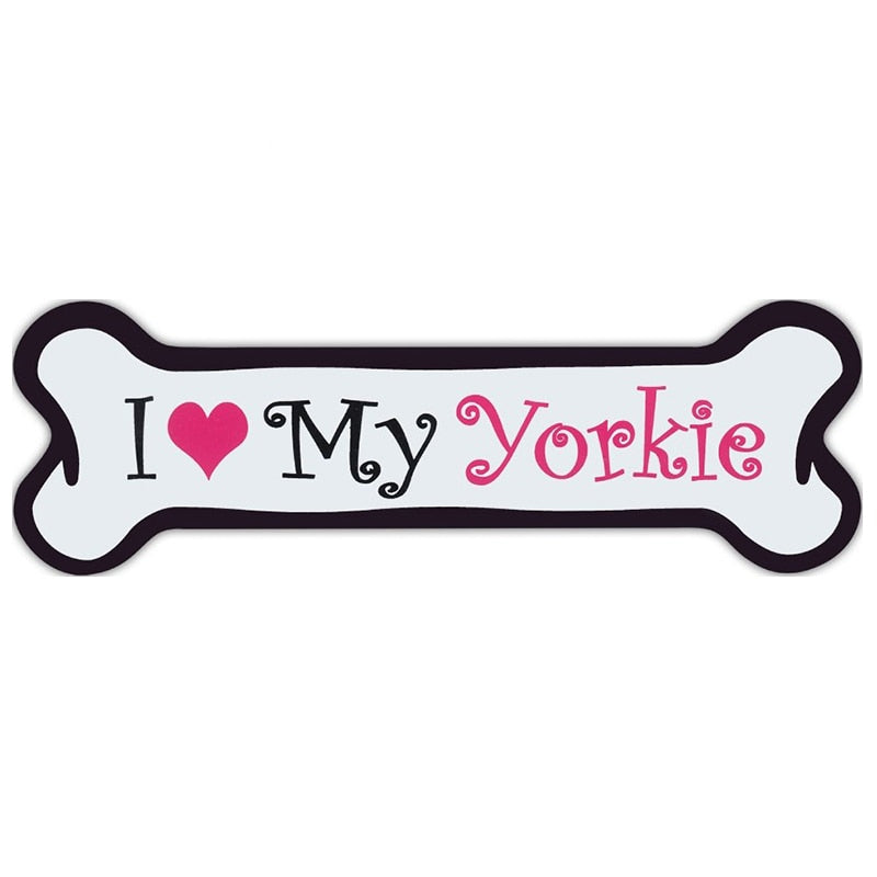 I Love My Yorkie 'Dog Bone' Vinyl Car Sticker