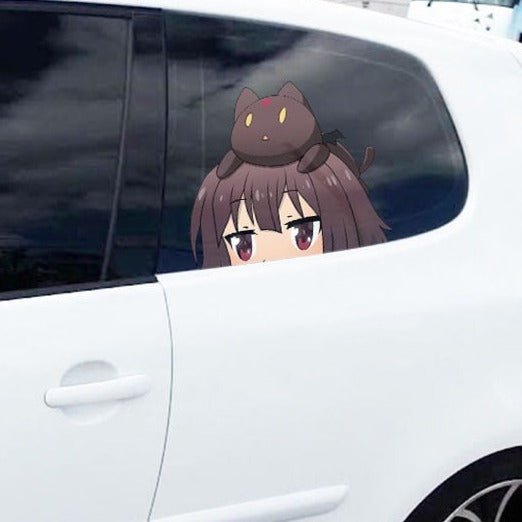 KonoSuba 'Megumin And Chomusuke | Peeking | 2.0' Vinyl Car Peeker Sticker