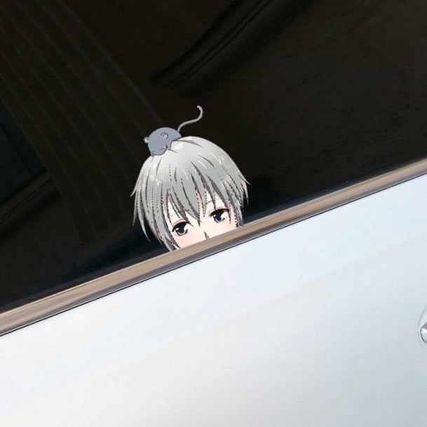 Fruits Basket 'Yuki And Rat | Sad' Vinyl Car Peeker Sticker