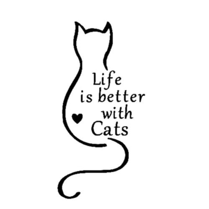 Cat 'Life Is Better With Cats' Vinyl Car Sticker