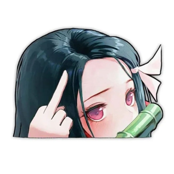 Demon Slayer 'Nezuko | F U' Vinyl Car Peeker Sticker