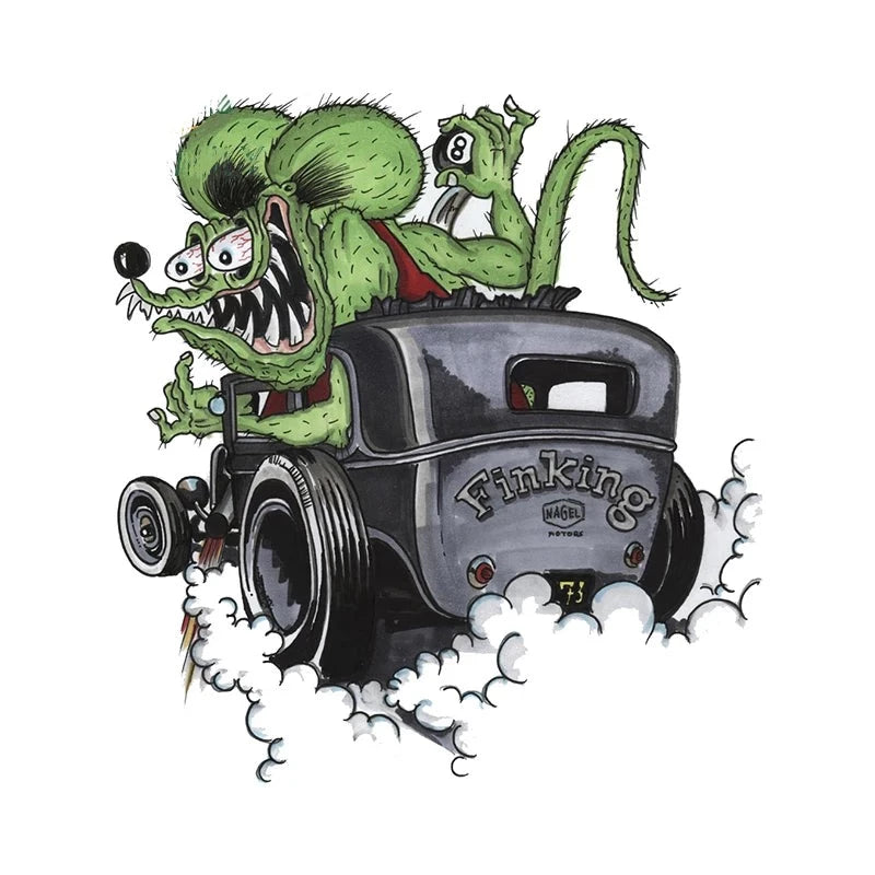 Rat Fink 'Riding Car' Vinyl Car Sticker