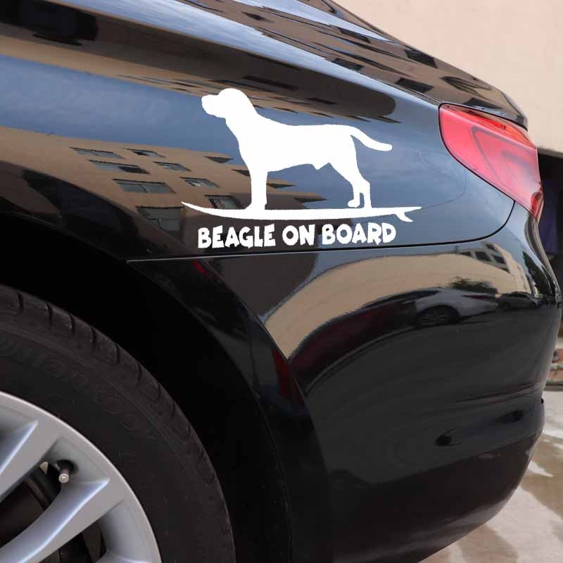Beagle On Board 'Surfing' Vinyl Car Sticker
