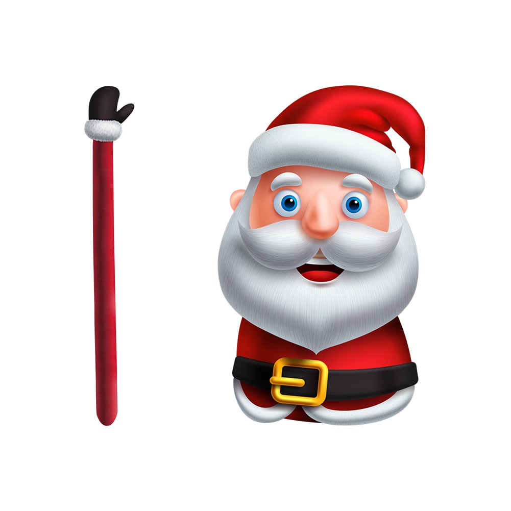 Santa Claus 'Clear Round Eyes | Arm Waving' Vinyl Car Wiper Sticker