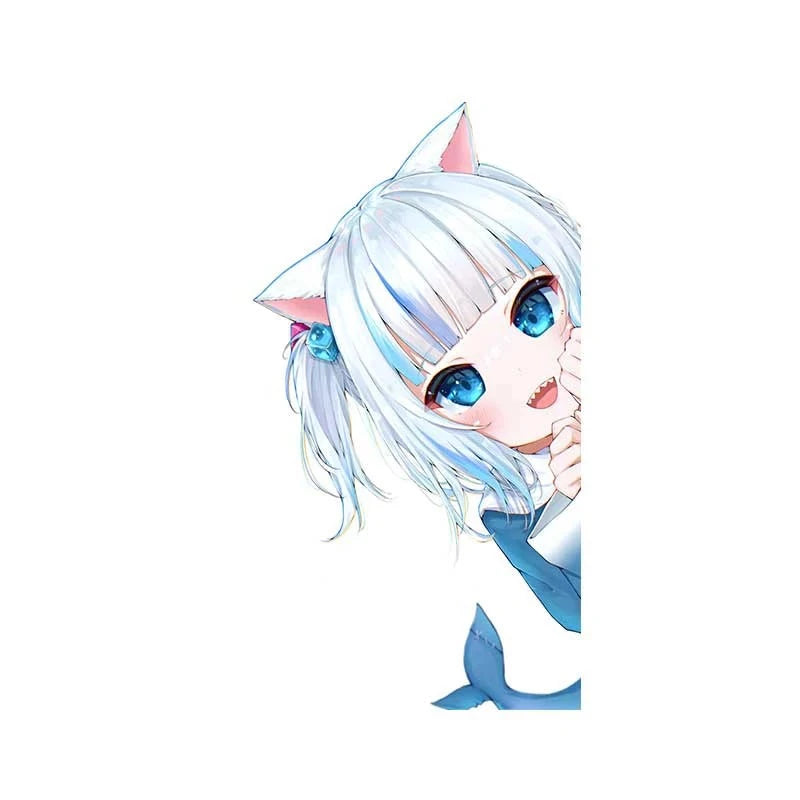 Virtual YouTuber 'Gawr Gura | Happy' Vinyl Car Peeker Sticker